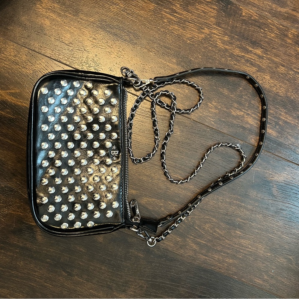 Edgy Black and Silver Studded Crossbody Bag